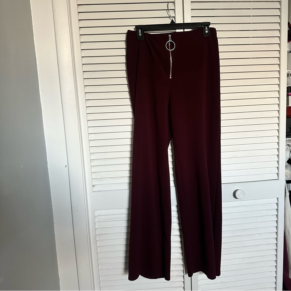 Forever 21 wine maroon pants flare bottom